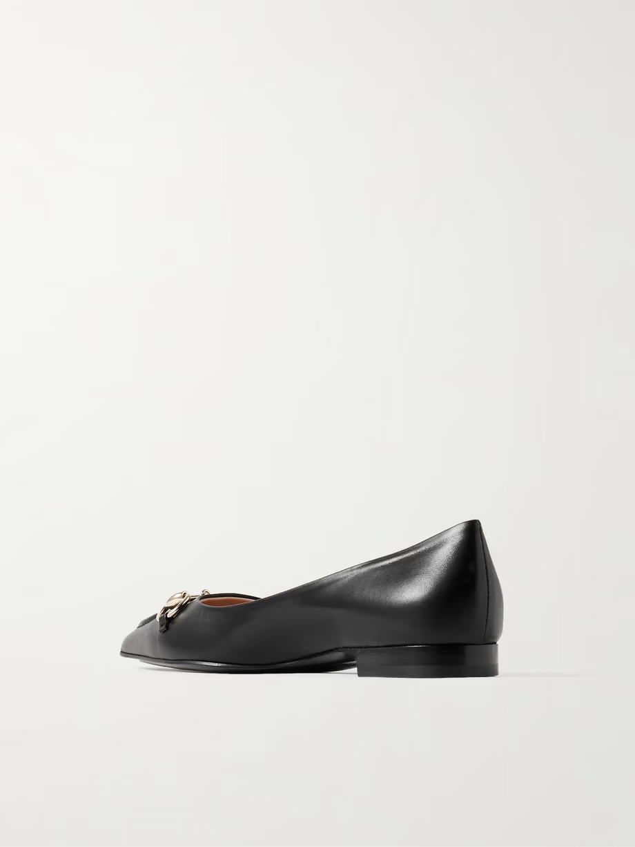 Erin horsebit-detailed leather point-toe flats Erin horsebit-detailed leather point-toe flats