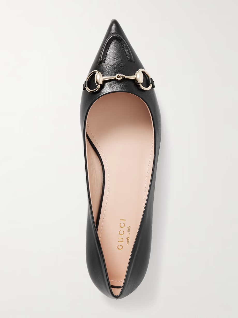 Erin horsebit-detailed leather point-toe flats Erin horsebit-detailed leather point-toe flats