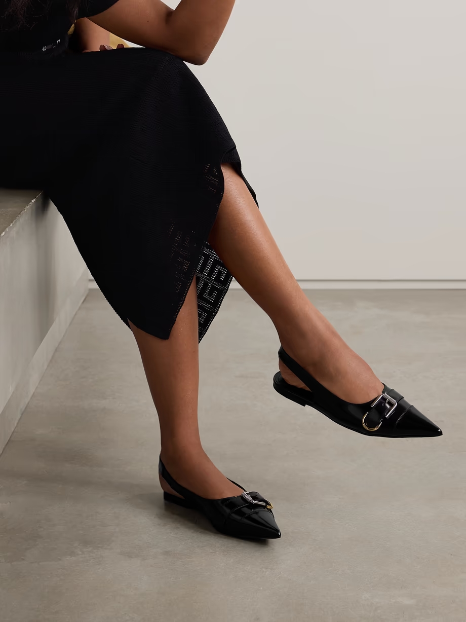 Voyou buckled leather slingback point-toe flats Voyou buckled leather slingback point-toe flats