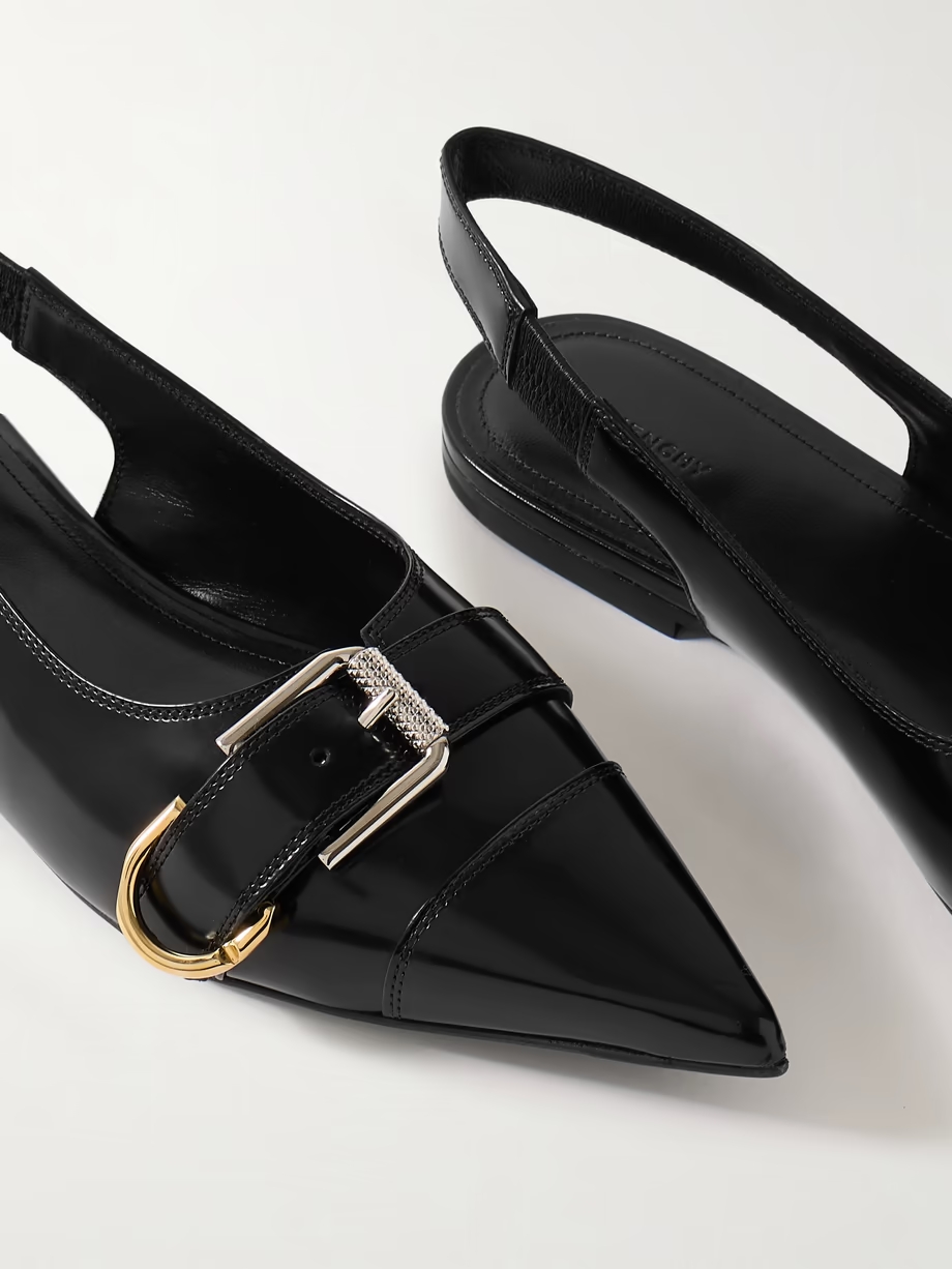 Voyou buckled leather slingback point-toe flats Voyou buckled leather slingback point-toe flats
