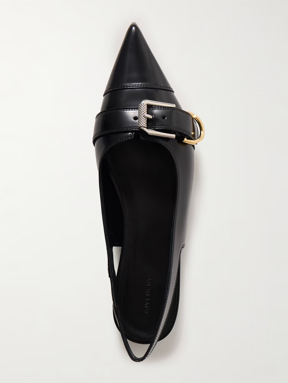 Voyou buckled leather slingback point-toe flats Voyou buckled leather slingback point-toe flats