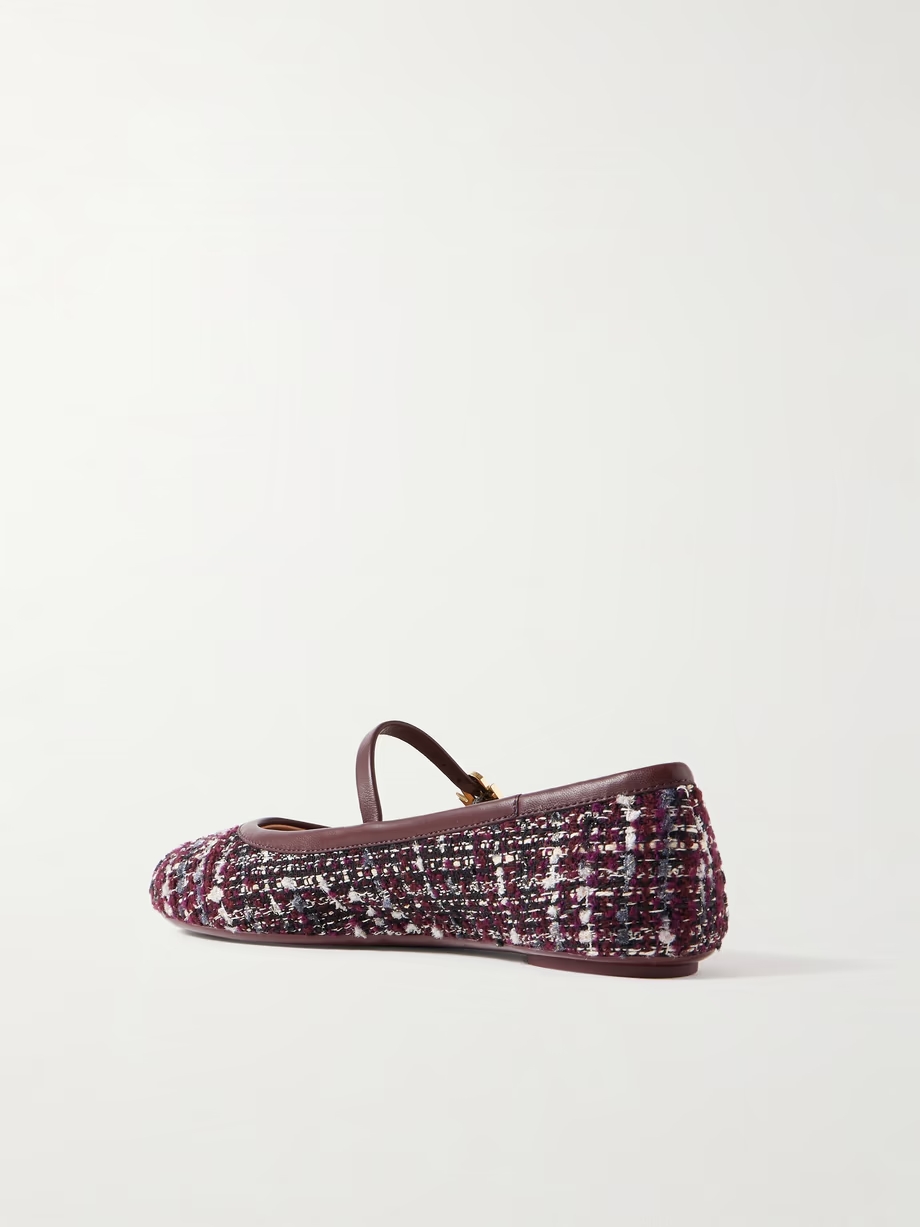 Carla leather-trimmed tweed Mary Jane ballet flats Carla leather-trimmed tweed Mary Jane ballet flats