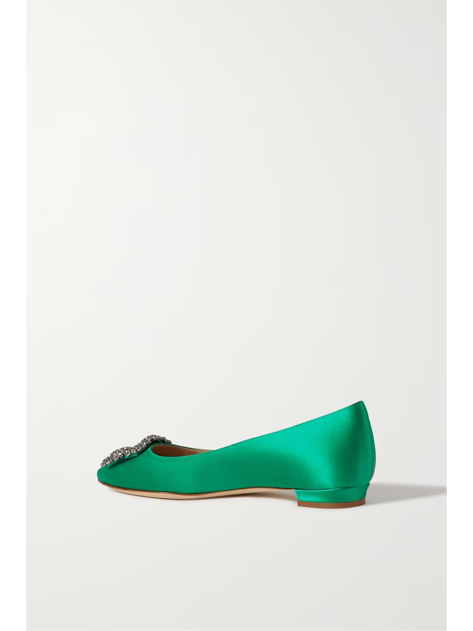 Hangisi embellished satin point-toe flats Hangisi embellished satin point-toe flats