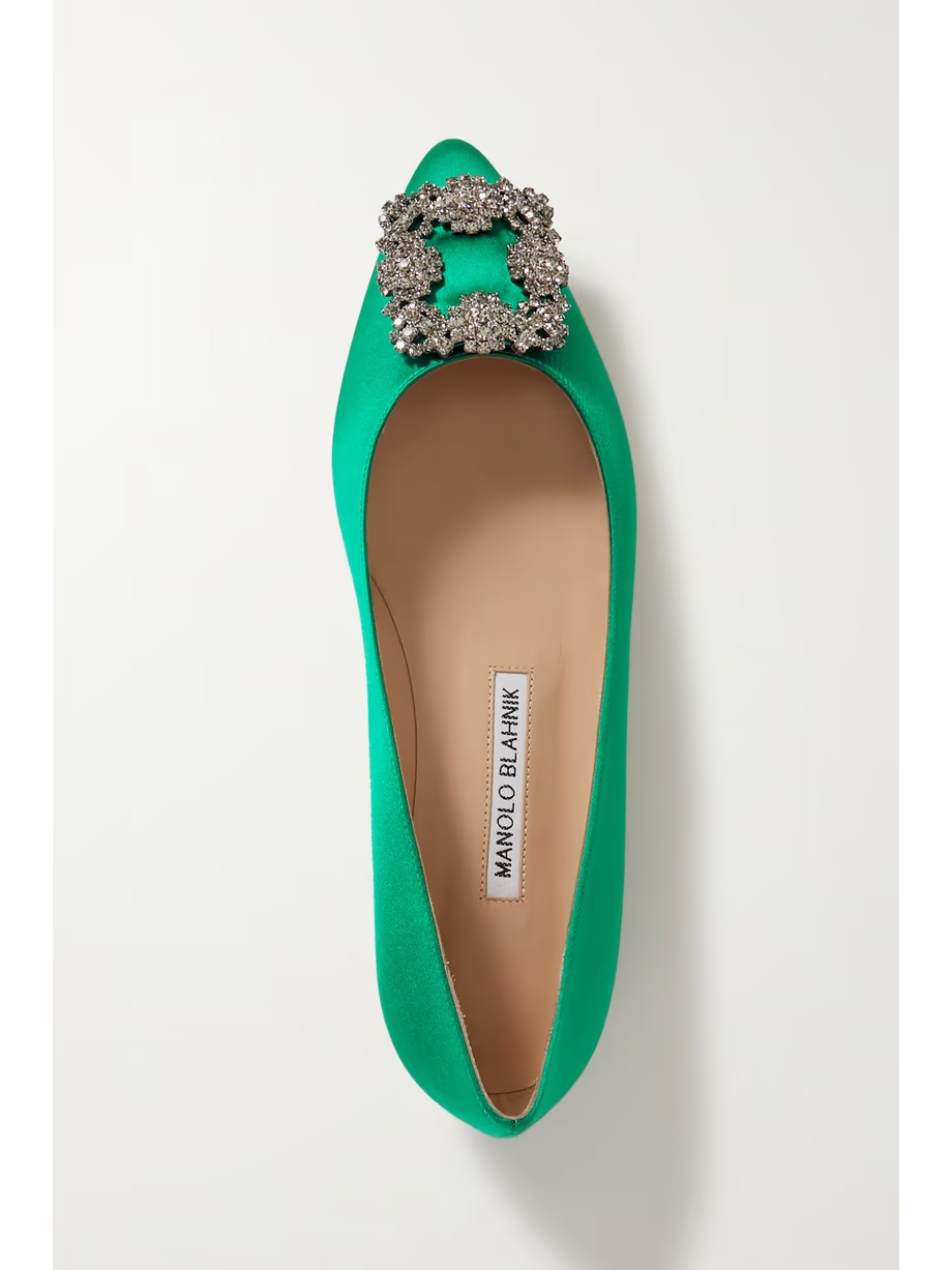 Hangisi embellished satin point-toe flats Hangisi embellished satin point-toe flats