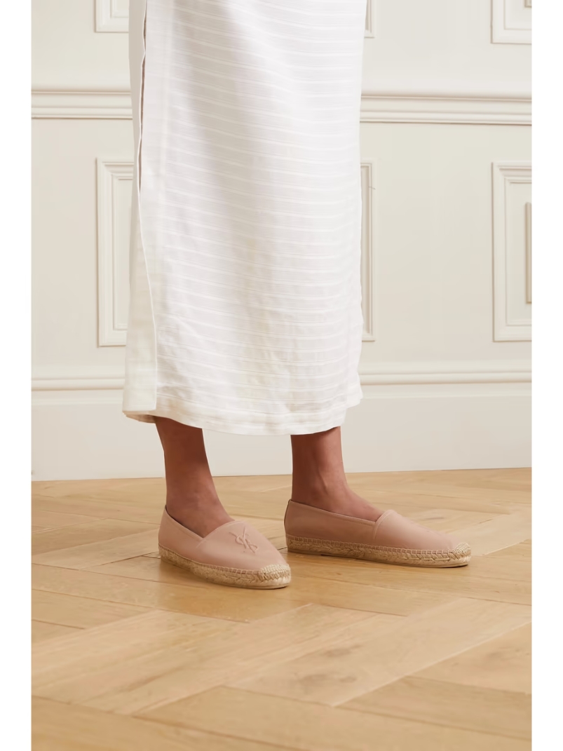 Logo-embossed leather espadrilles Logo-embossed leather espadrilles