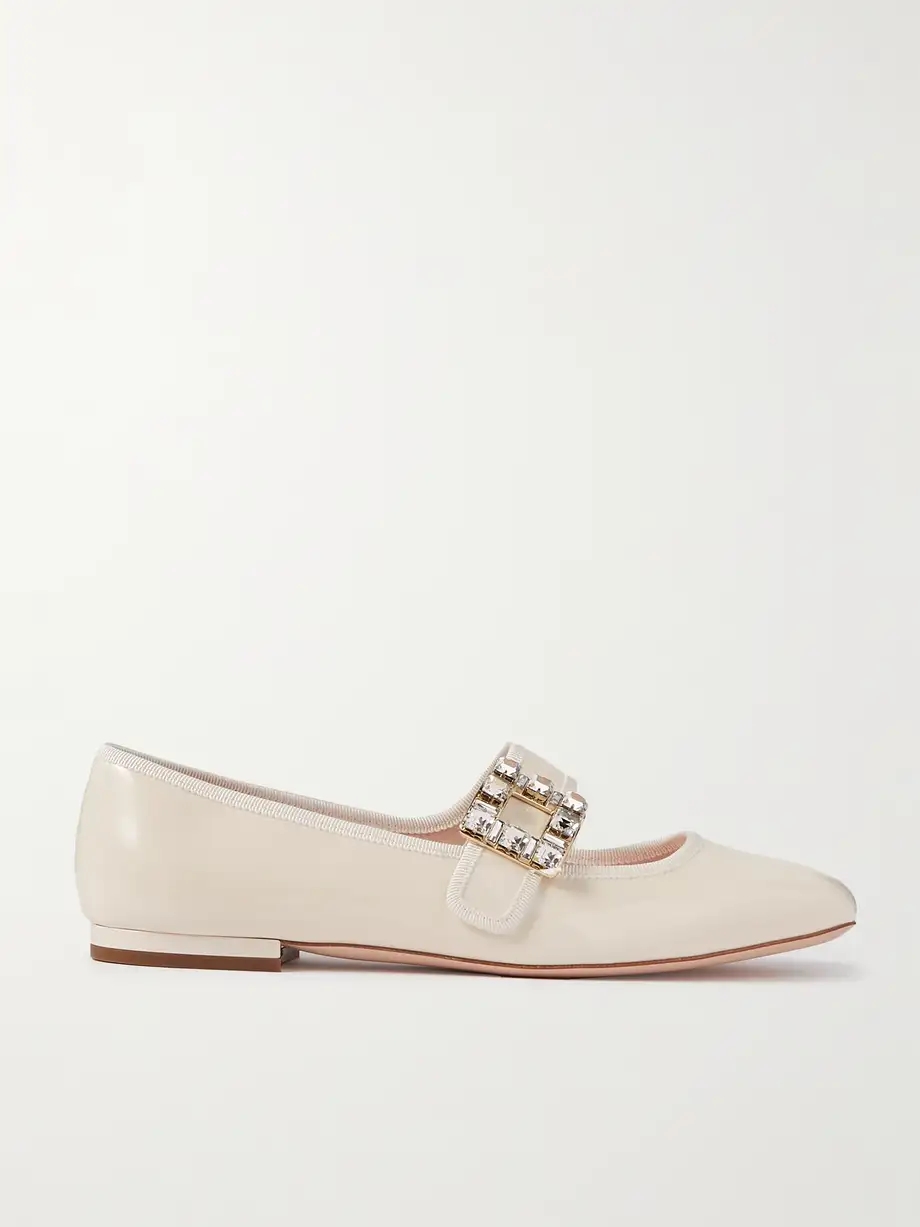 Très Vivier crystal-embellished glossed-leather ballet flats Très Vivier crystal-embellished glossed-leather ballet flats