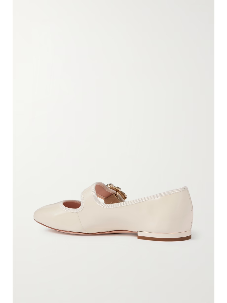 Très Vivier crystal-embellished glossed-leather ballet flats Très Vivier crystal-embellished glossed-leather ballet flats