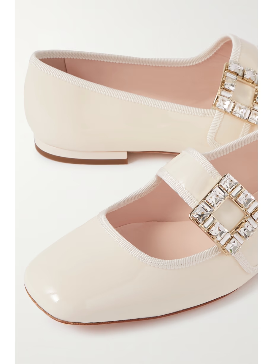 Très Vivier crystal-embellished glossed-leather ballet flats Très Vivier crystal-embellished glossed-leather ballet flats