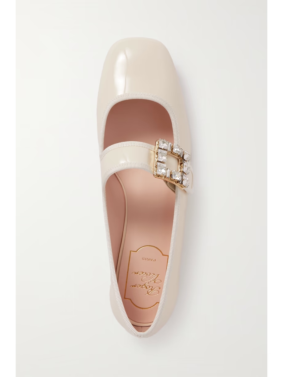 Très Vivier crystal-embellished glossed-leather ballet flats Très Vivier crystal-embellished glossed-leather ballet flats