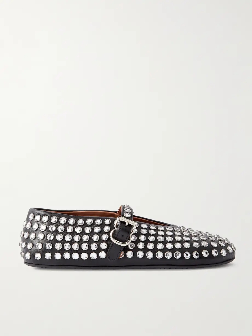 Crystal-embellished leather ballet flats Crystal-embellished leather ballet flats