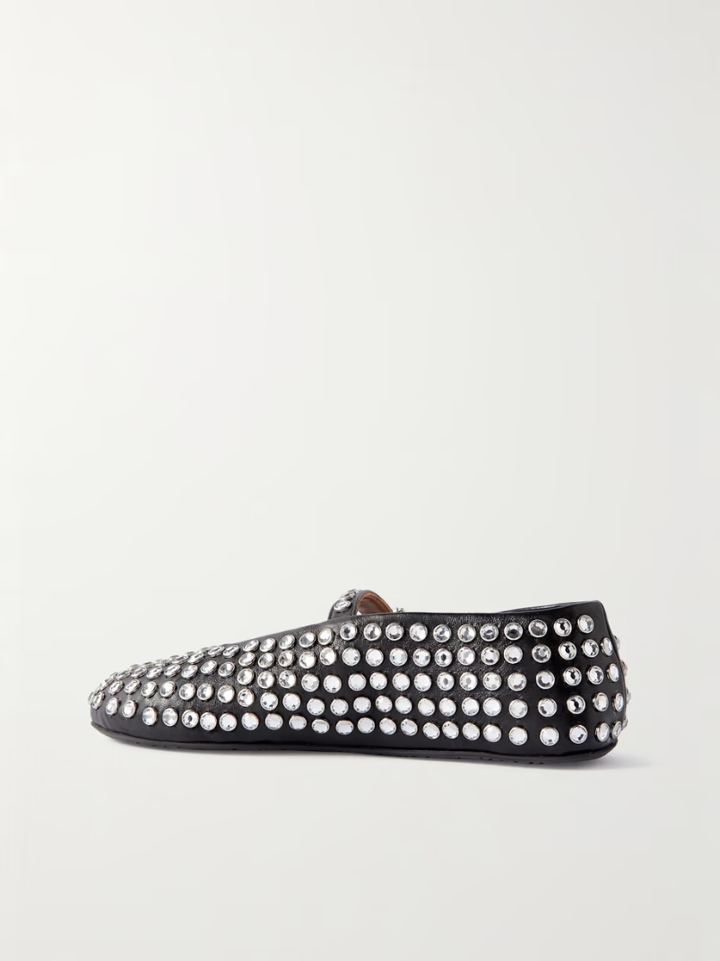 Crystal-embellished leather ballet flats Crystal-embellished leather ballet flats