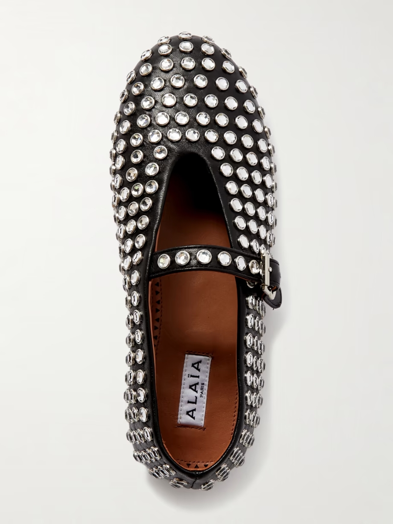 Crystal-embellished leather ballet flats Crystal-embellished leather ballet flats