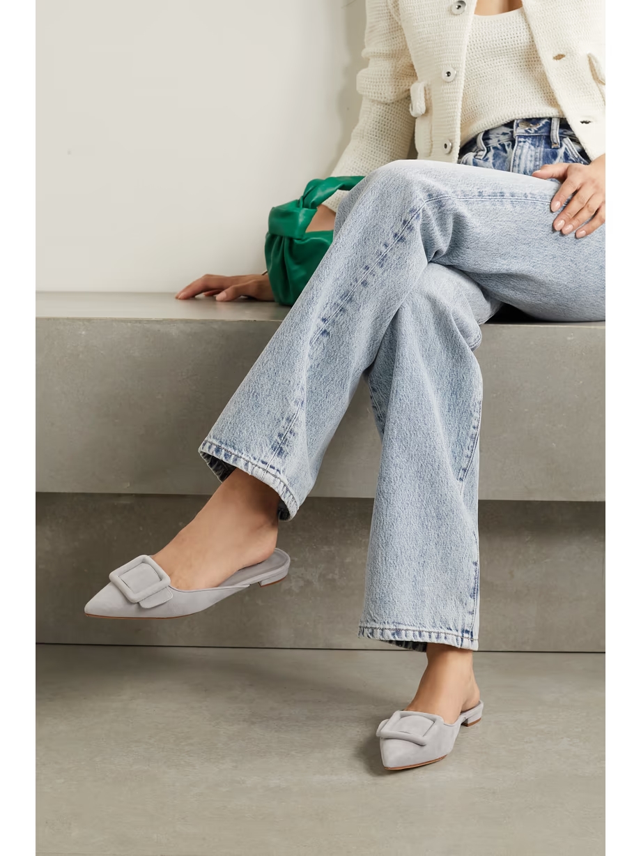 Maysale buckled suede point-toe flats Maysale buckled suede point-toe flats