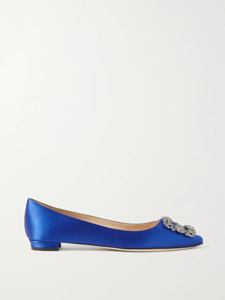 Hangisi embellished satin point-toe flats Hangisi embellished satin point-toe flats