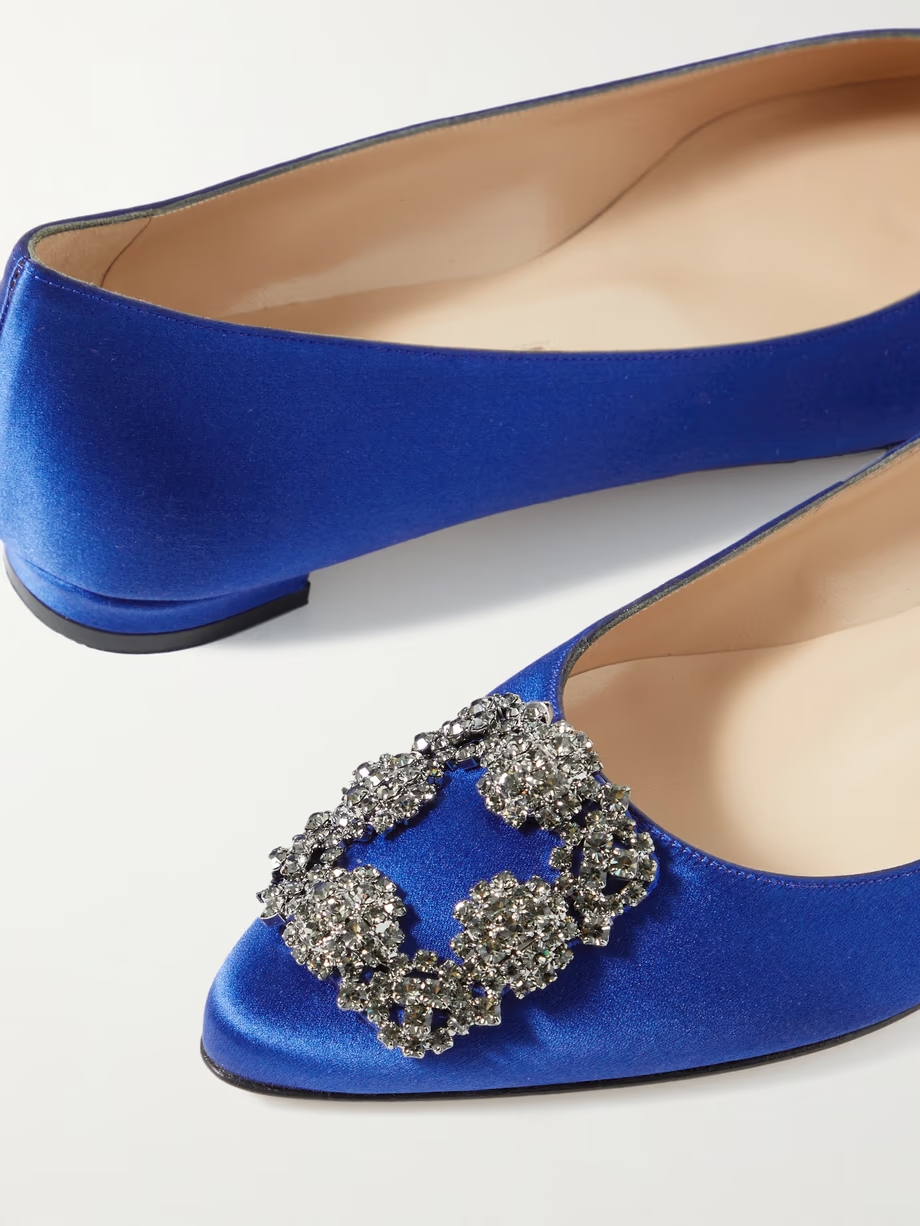 Hangisi embellished satin point-toe flats Hangisi embellished satin point-toe flats