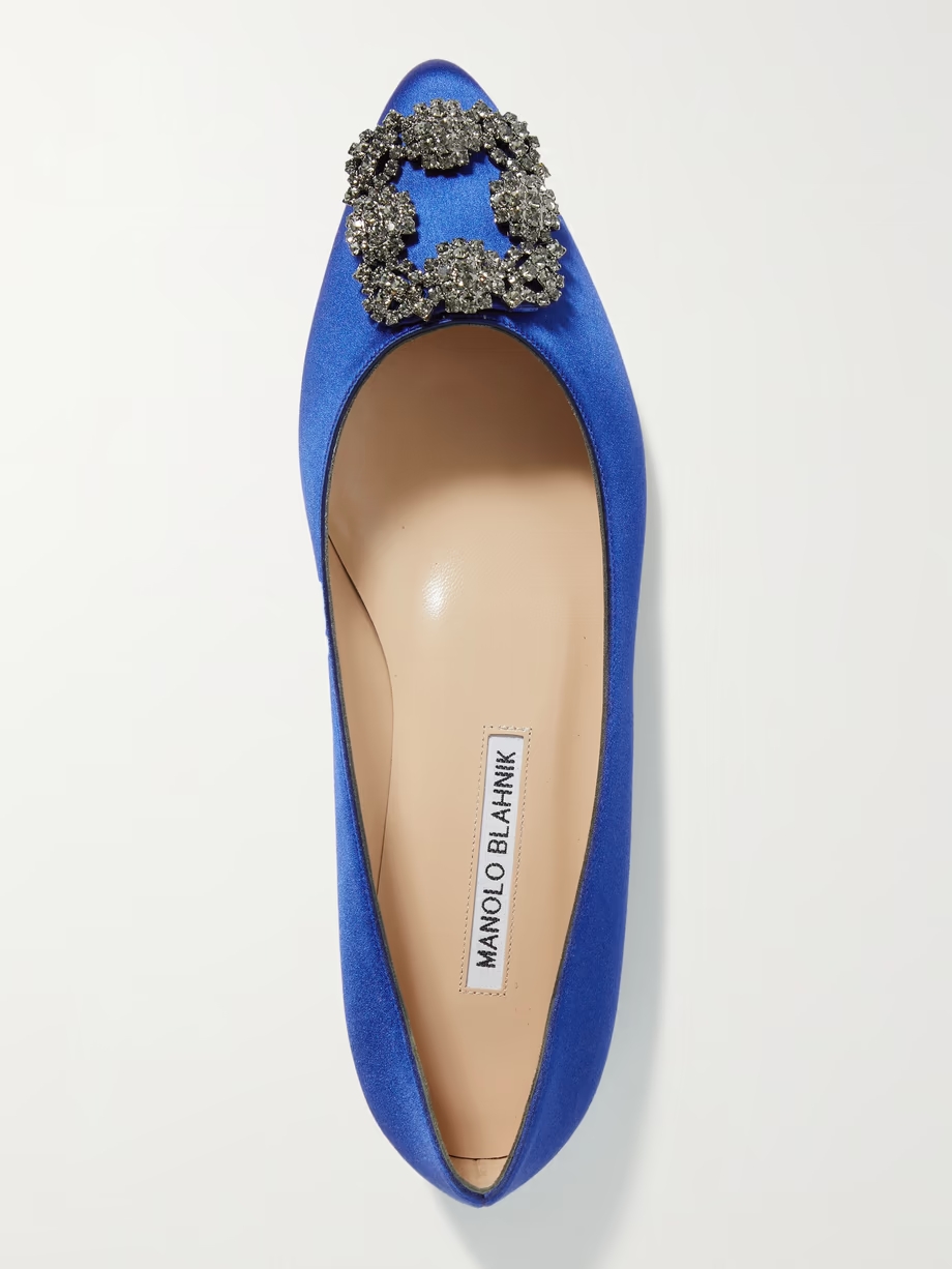 Hangisi embellished satin point-toe flats Hangisi embellished satin point-toe flats