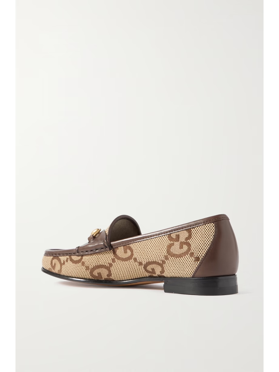 Horsebit 1953 leather-trimmed canvas-jacquard loafers Horsebit 1953 leather-trimmed canvas-jacquard loafers