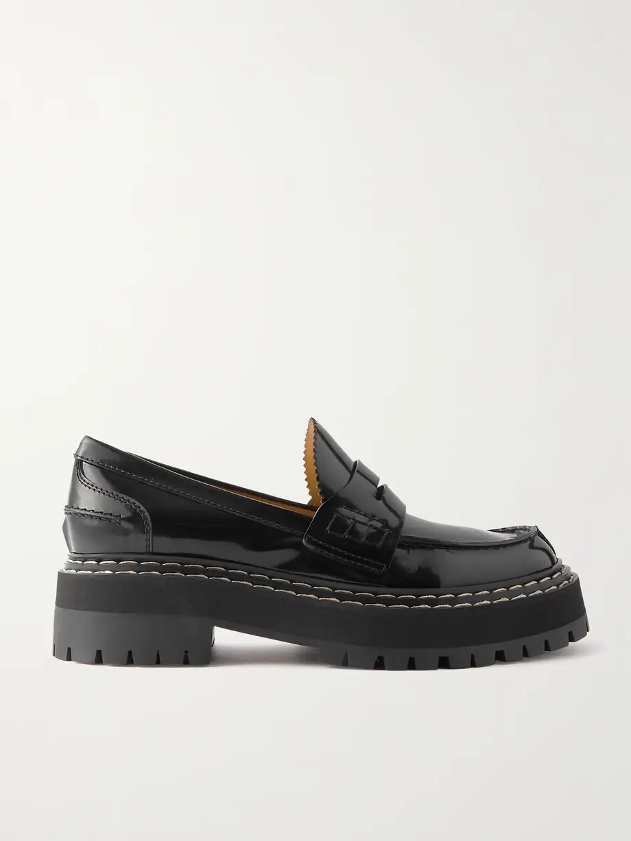 Lug Sole glossed-leather platform loafers Lug Sole glossed-leather platform loafers