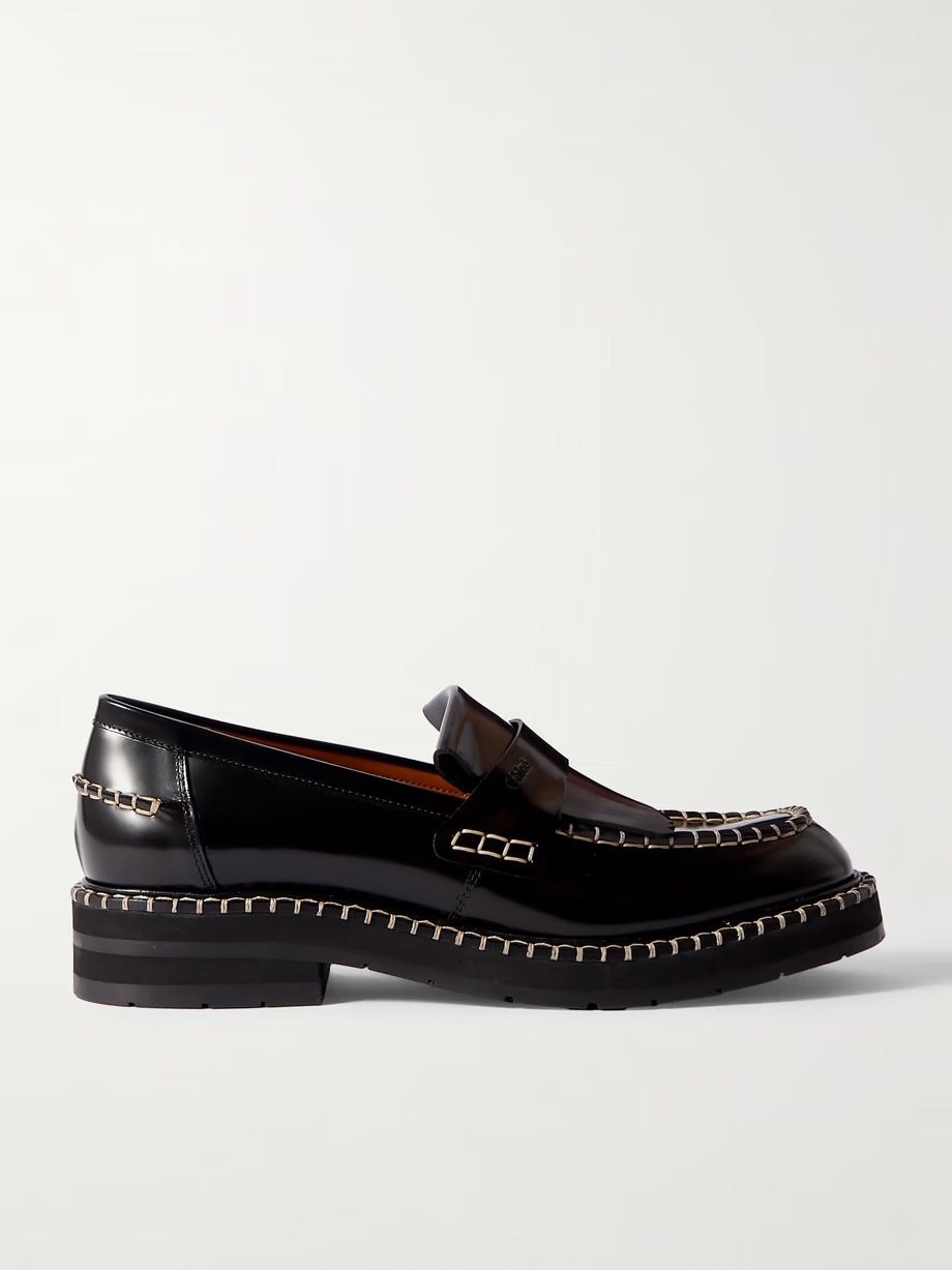 Noua fringed whipstitched leather loafers Noua fringed whipstitched leather loafers
