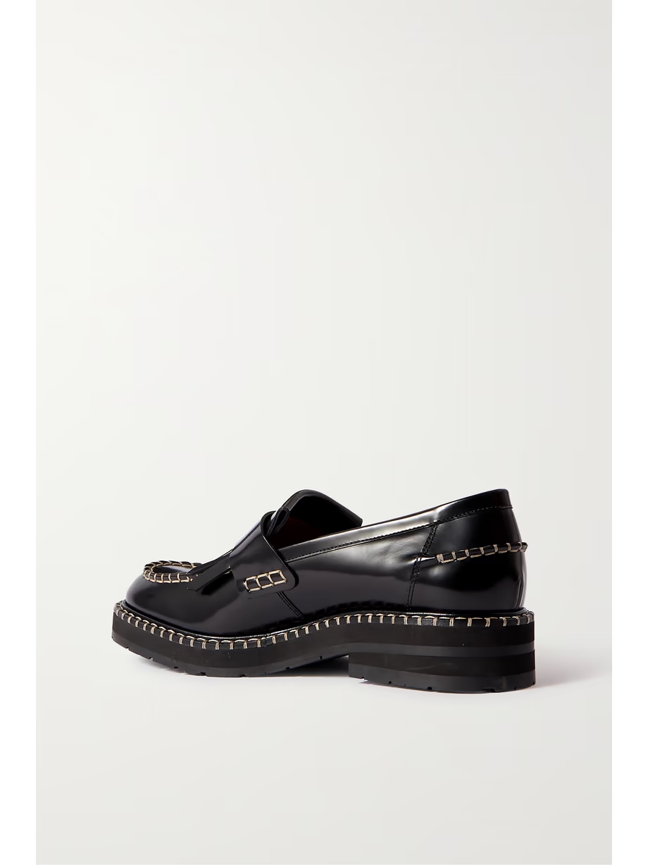 Noua fringed whipstitched leather loafers Noua fringed whipstitched leather loafers
