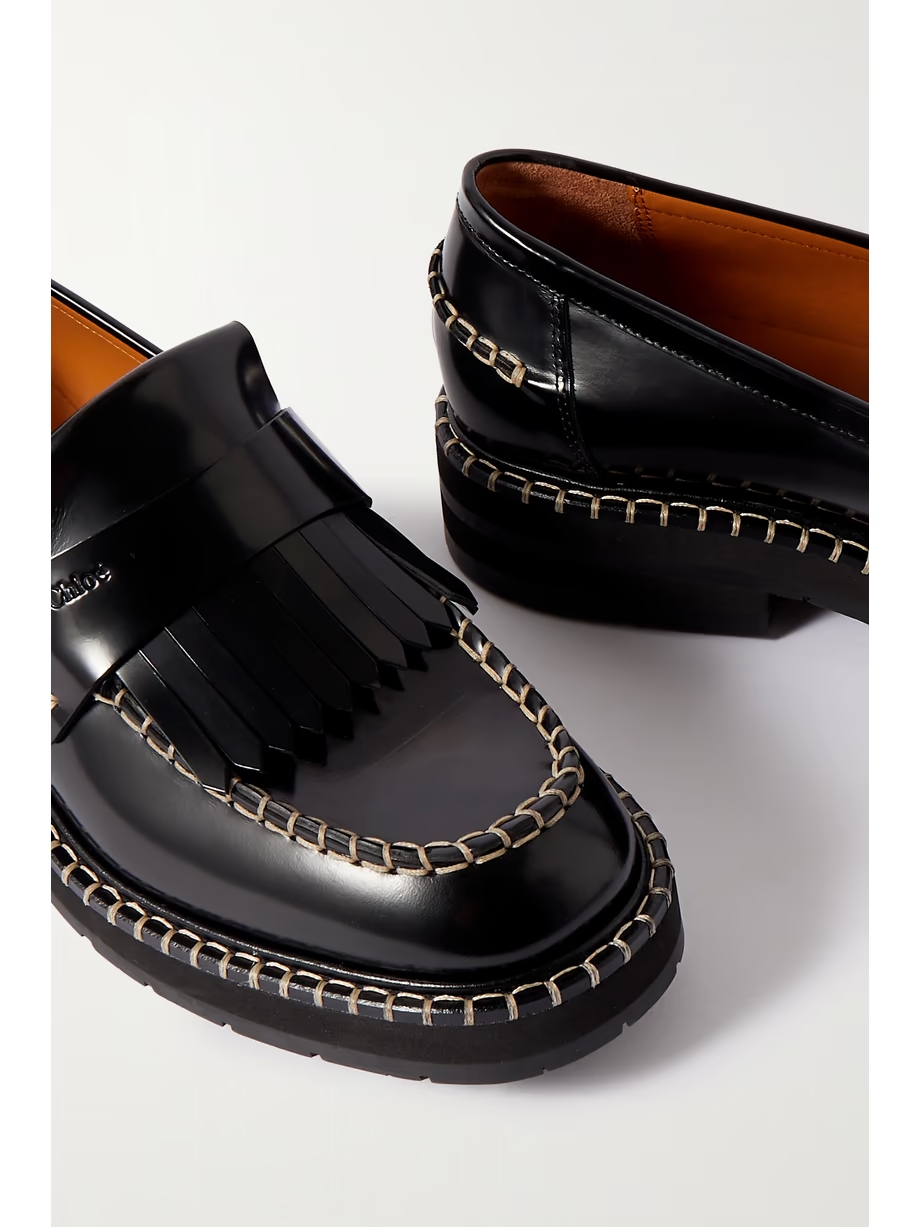 Noua fringed whipstitched leather loafers Noua fringed whipstitched leather loafers