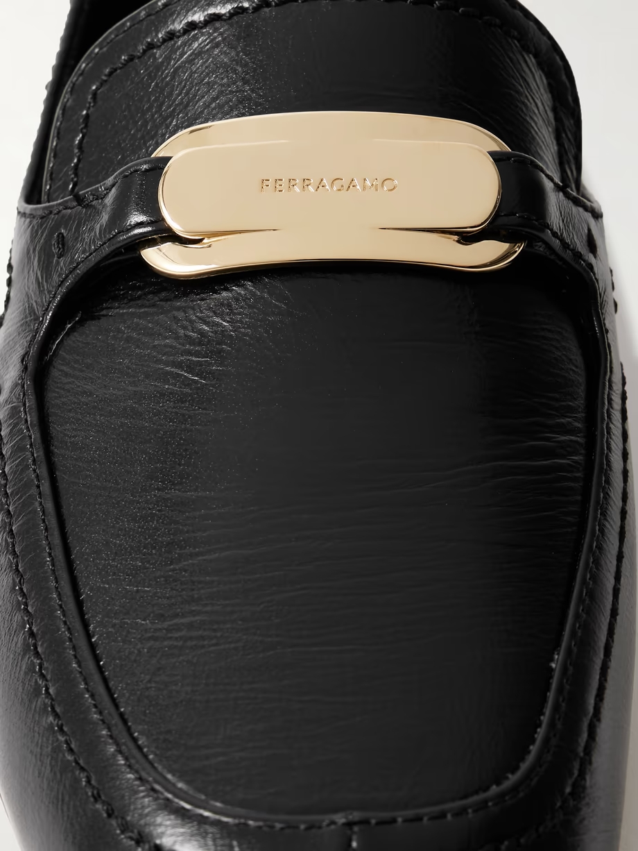 Elaine collapsible-heel embellished leather loafers Elaine collapsible-heel embellished leather loafers