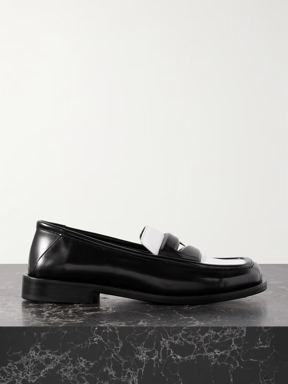 Amanda logo-debossed two-tone leather loafers Amanda logo-debossed two-tone leather loafers