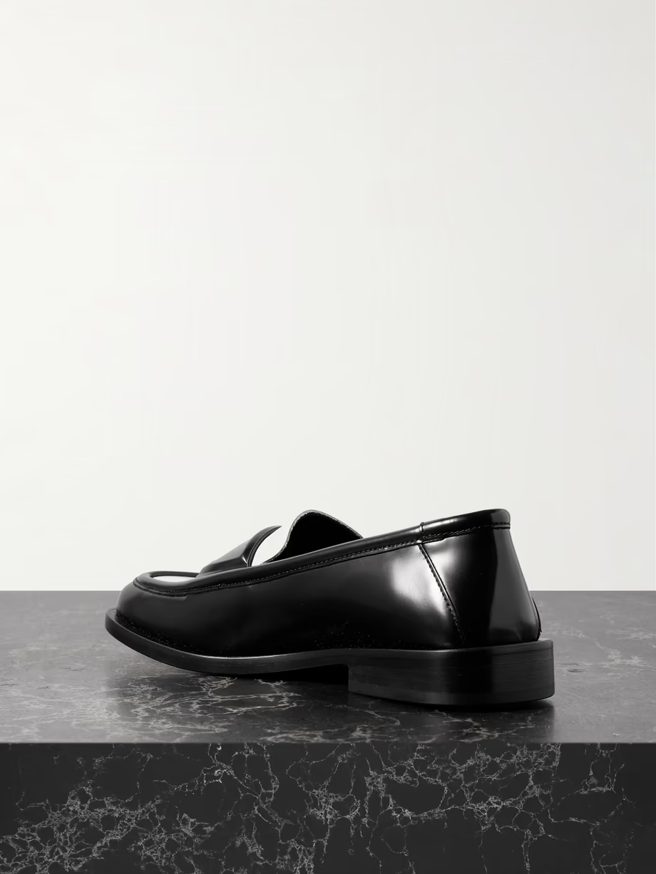 Amanda logo-debossed two-tone leather loafers Amanda logo-debossed two-tone leather loafers