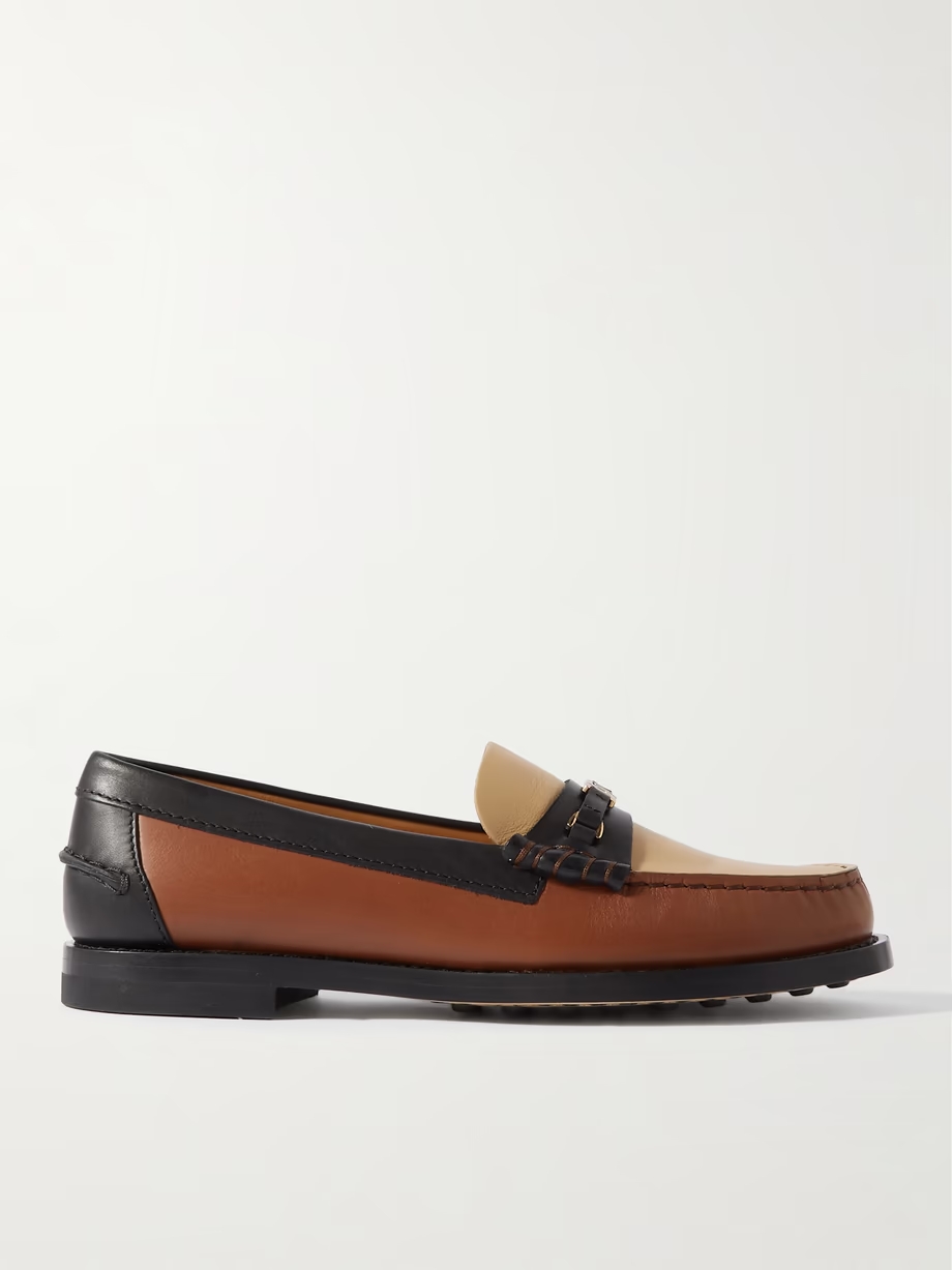 Gomma paneled embellished leather loafers Gomma paneled embellished leather loafers