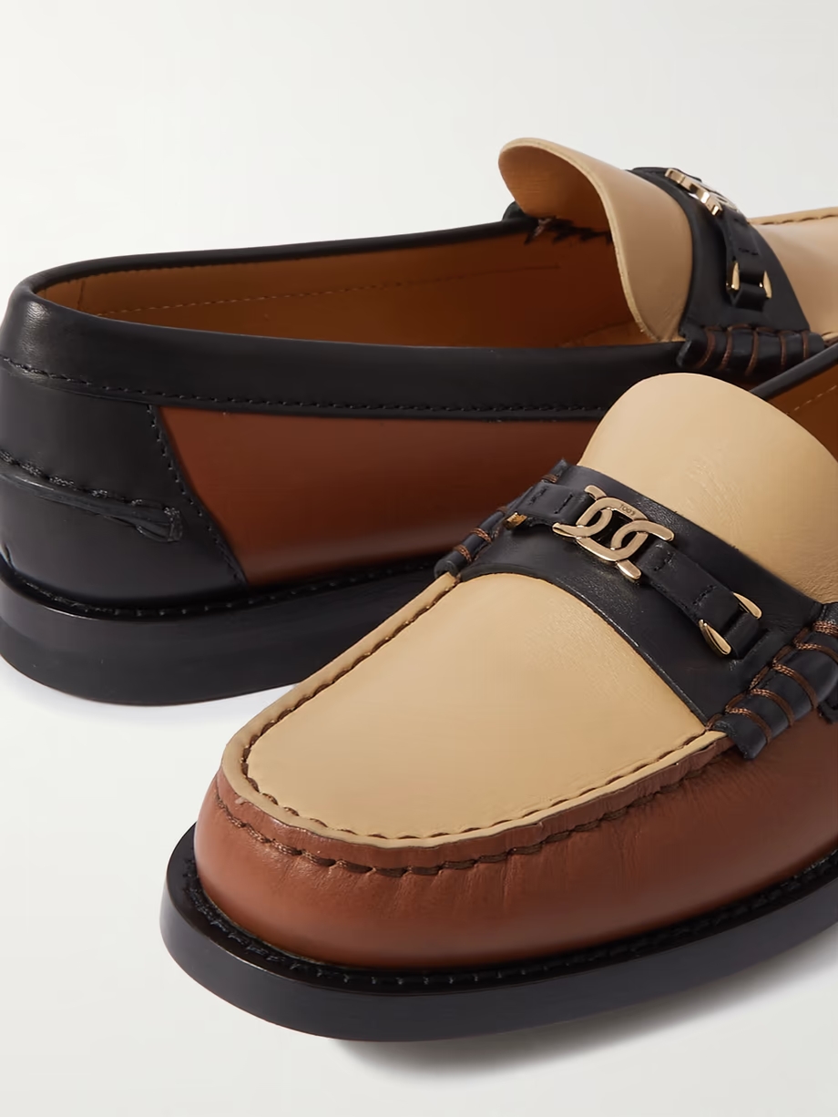 Gomma paneled embellished leather loafers Gomma paneled embellished leather loafers