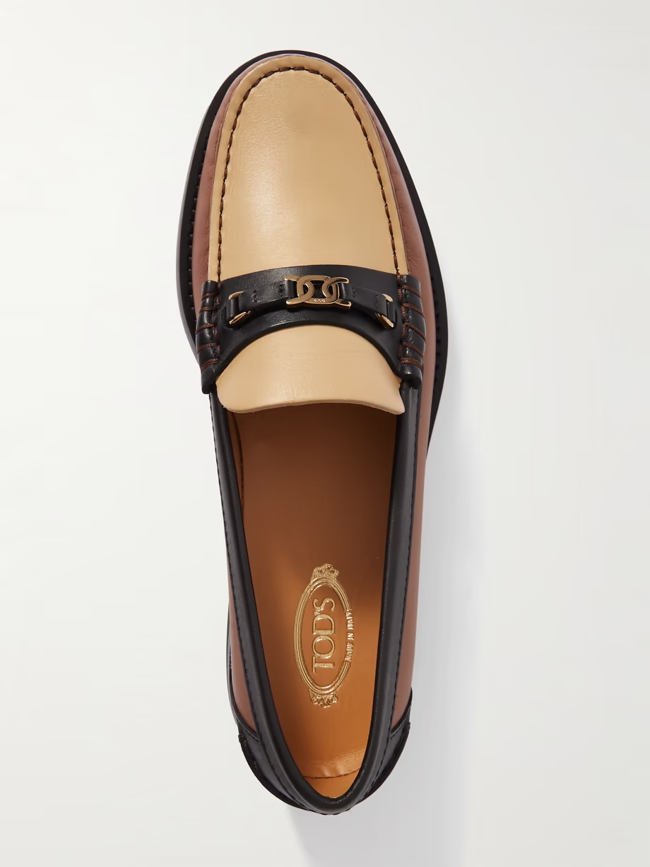 Gomma paneled embellished leather loafers Gomma paneled embellished leather loafers
