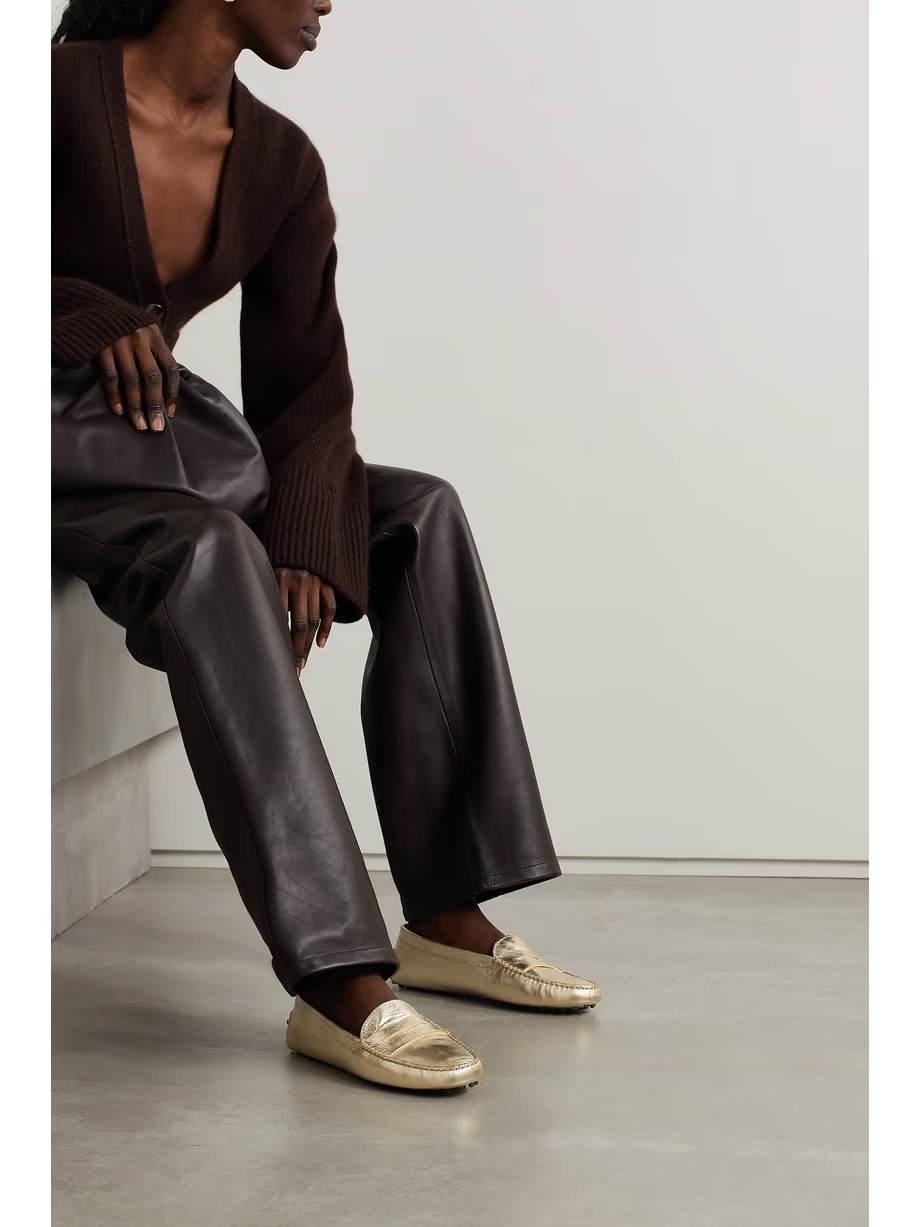 Gommino metallic textured-leather loafers Gommino metallic textured-leather loafers