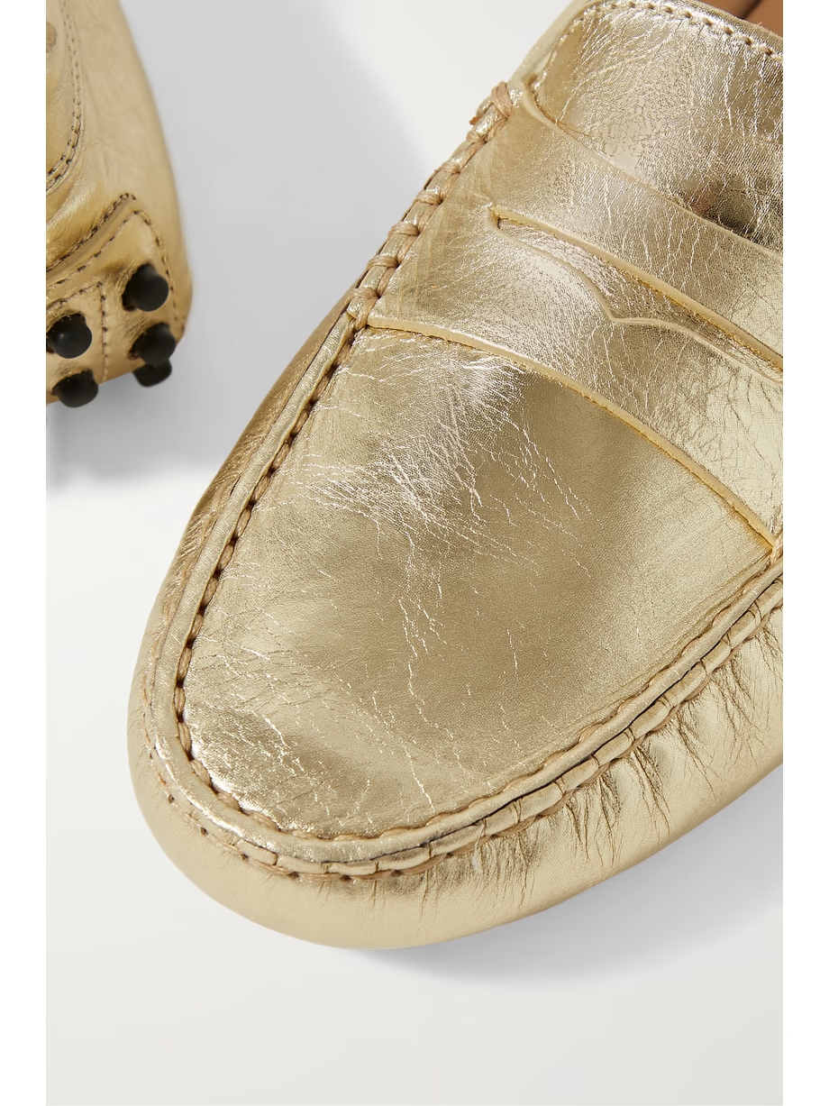 Gommino metallic textured-leather loafers Gommino metallic textured-leather loafers