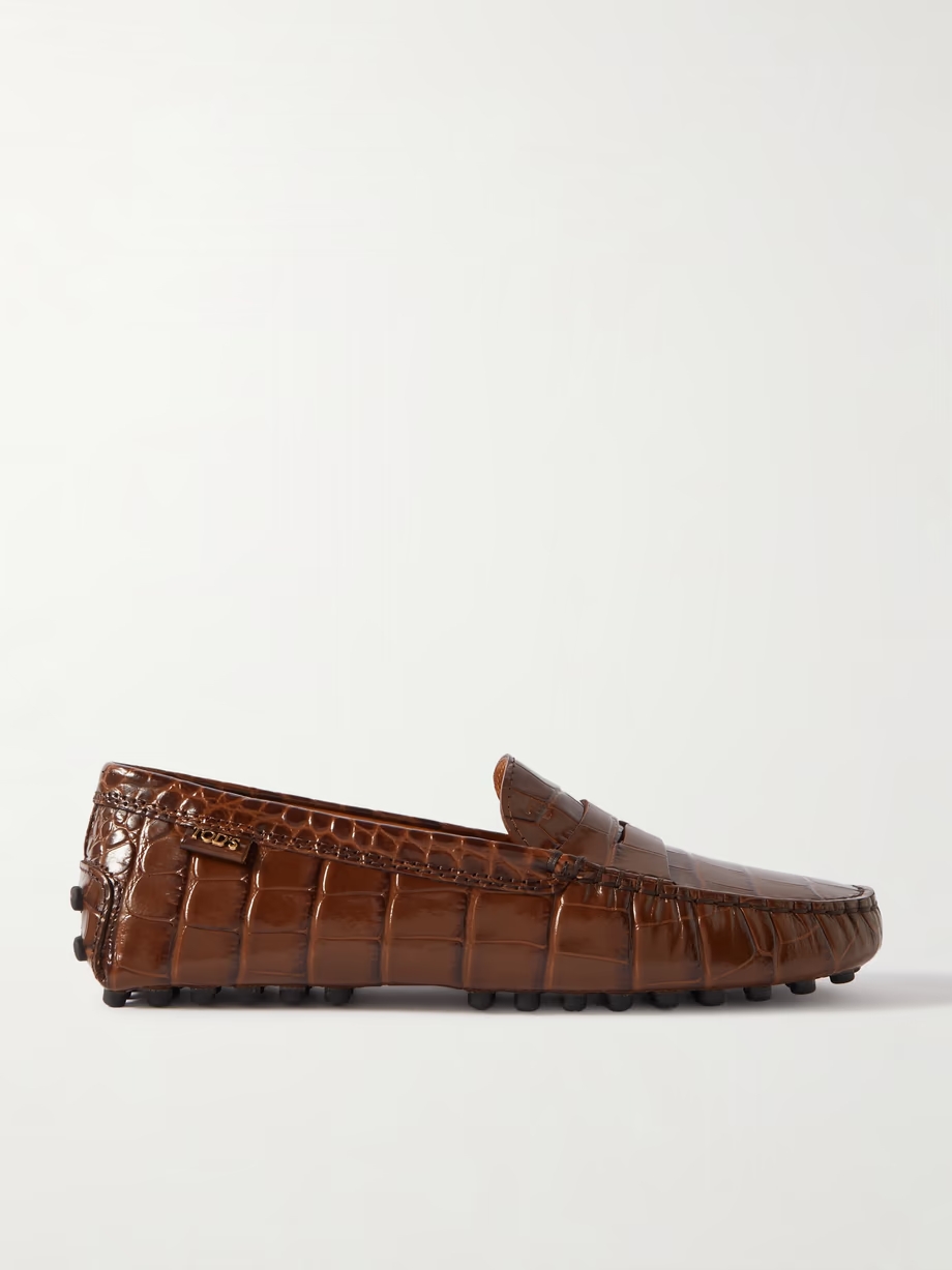 Gommino croc-effect leather loafers Gommino croc-effect leather loafers