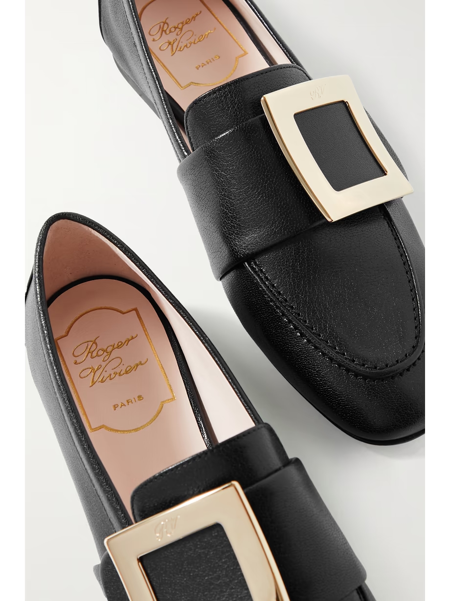 Embellished textured-leather loafers Embellished textured-leather loafers