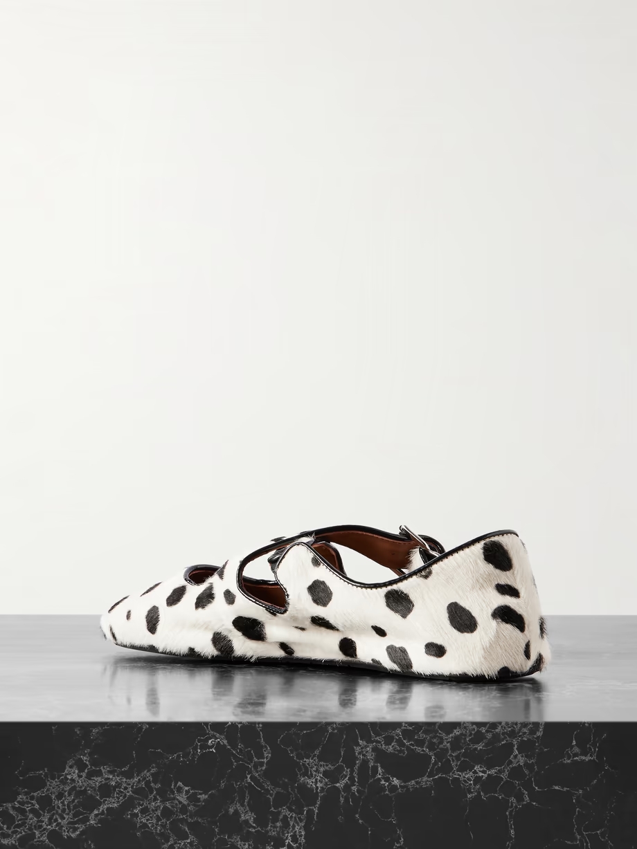 Criss Crossleather-trimmed pony hair ballet flats Criss Crossleather-trimmed pony hair ballet flats