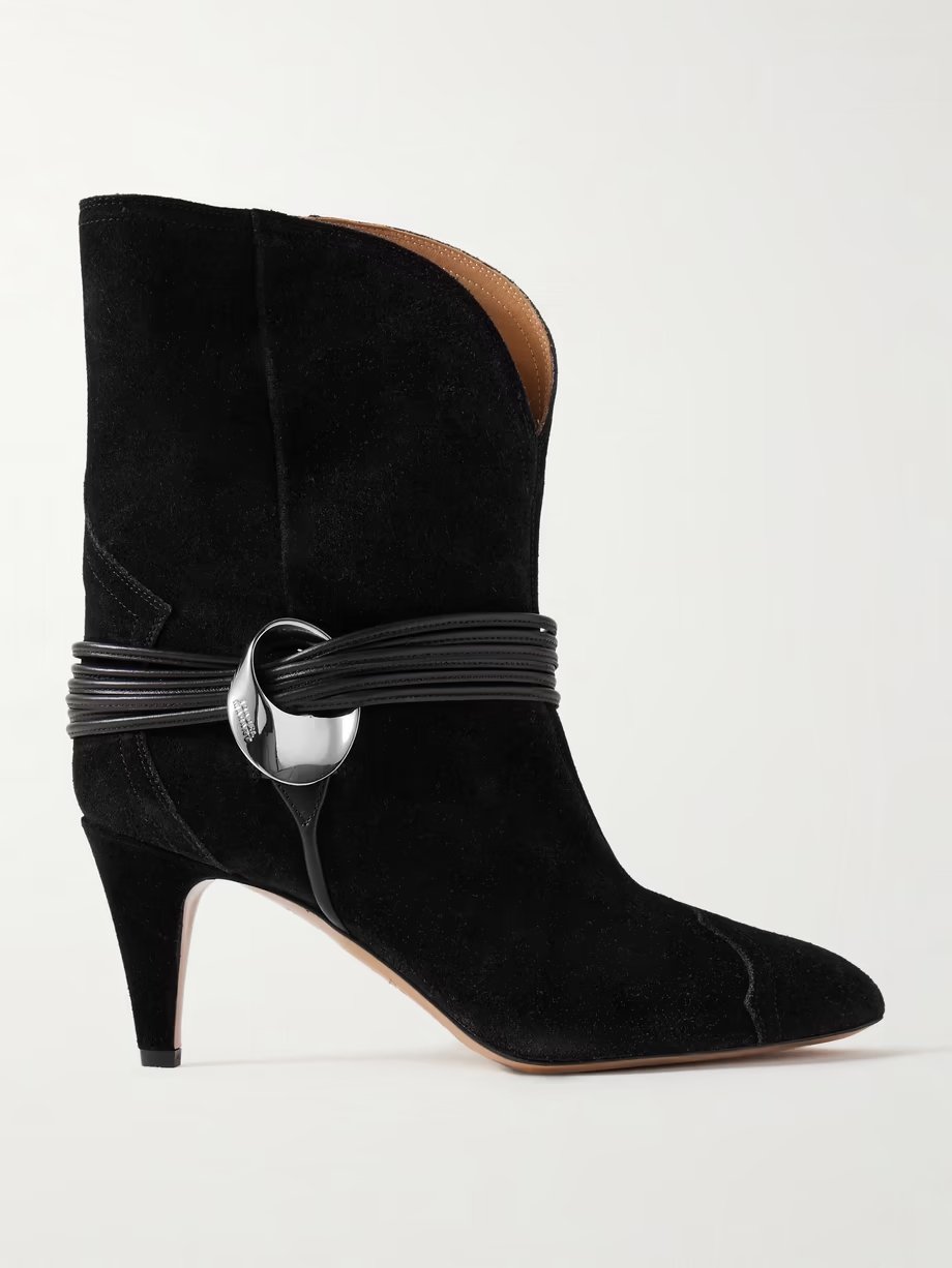 Dytho embellished leather-trimmed suede ankle boots Dytho embellished leather-trimmed suede ankle boots
