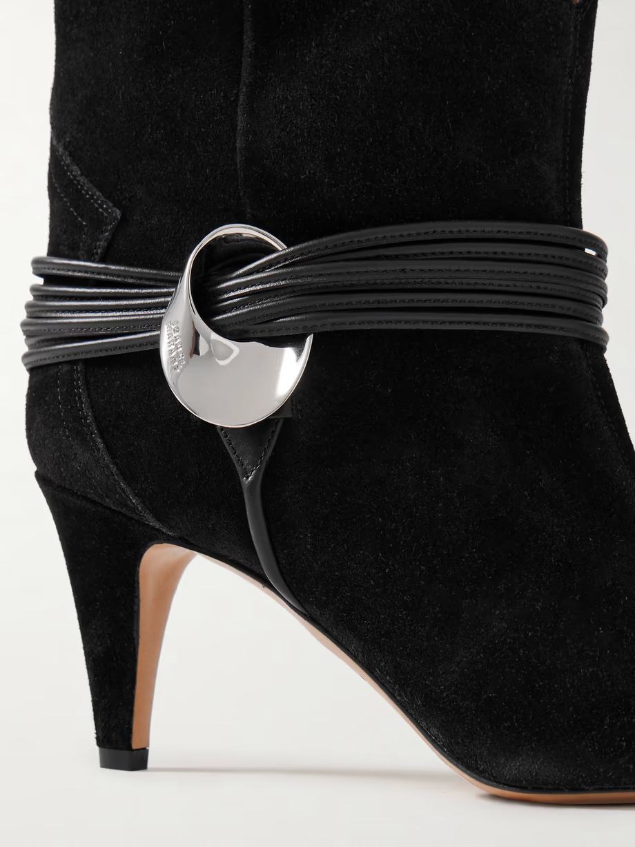 Dytho embellished leather-trimmed suede ankle boots Dytho embellished leather-trimmed suede ankle boots