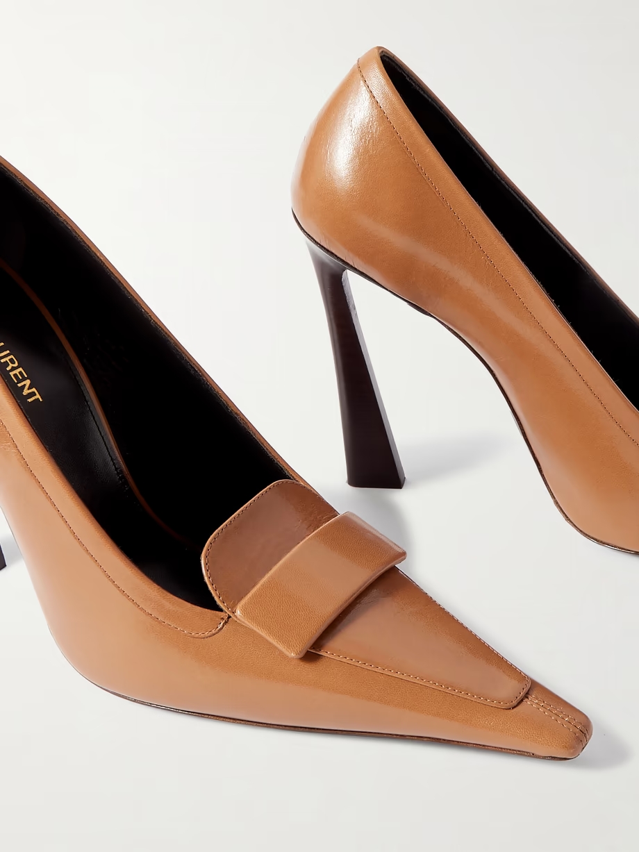 Glossed-leather point-toe pumps Glossed-leather point-toe pumps