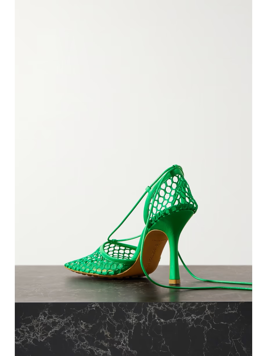 Lace-up leather-trimmed mesh pumps Lace-up leather-trimmed mesh pumps