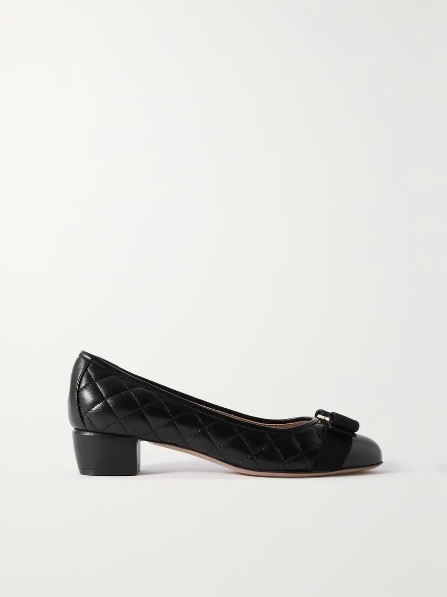 Vara Q bow-embellished quilted patent-leather pumps Vara Q bow-embellished quilted patent-leather pumps