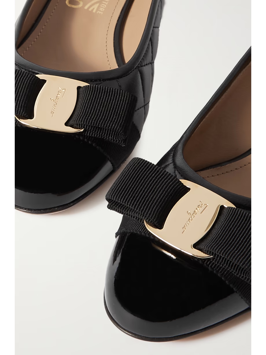 Vara Q bow-embellished quilted patent-leather pumps Vara Q bow-embellished quilted patent-leather pumps