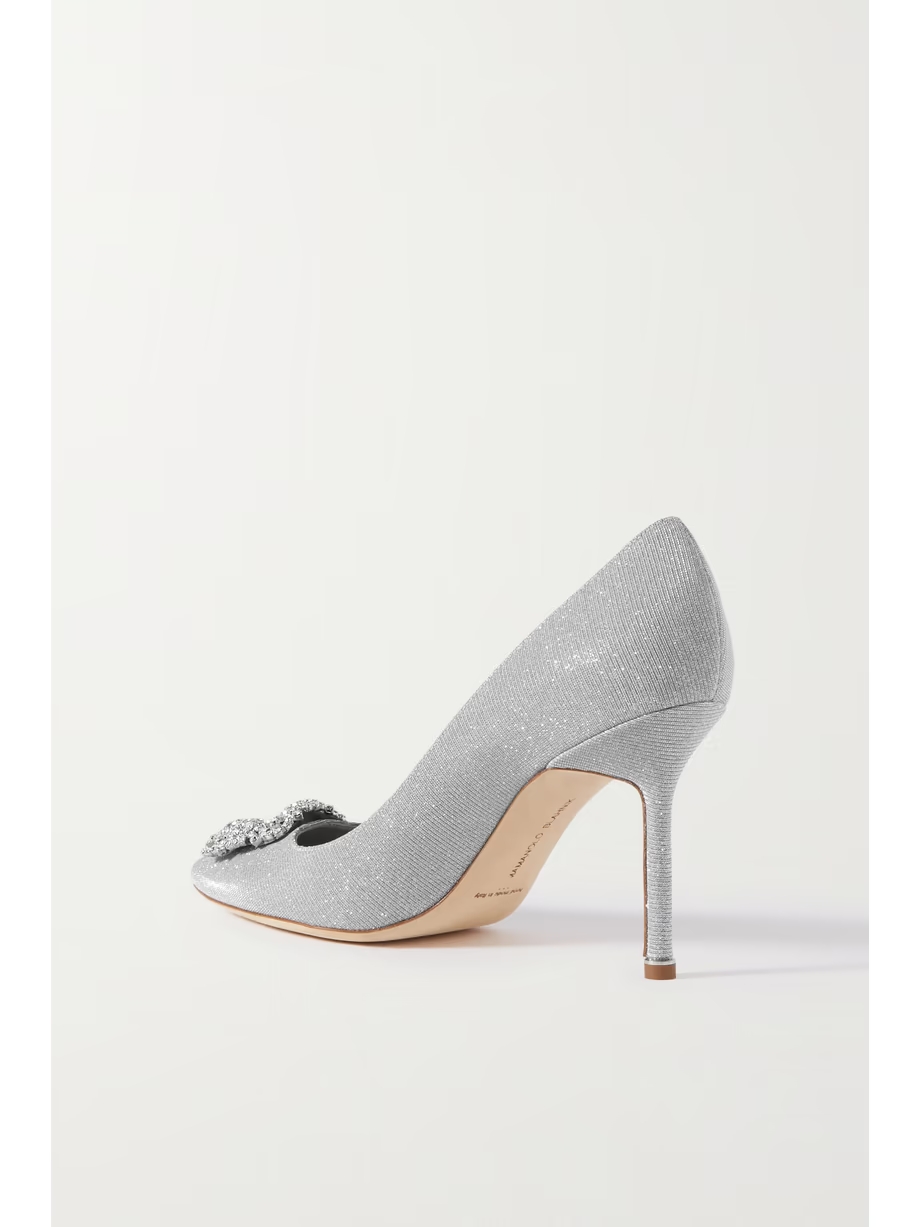 Hangisi 90 embellished glittered satin pumps Hangisi 90 embellished glittered satin pumps