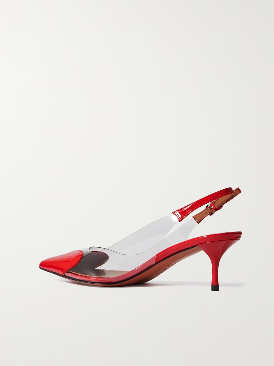 Cœur 55 PU and patent-leather slingback pumps Cœur 55 PU and patent-leather slingback pumps