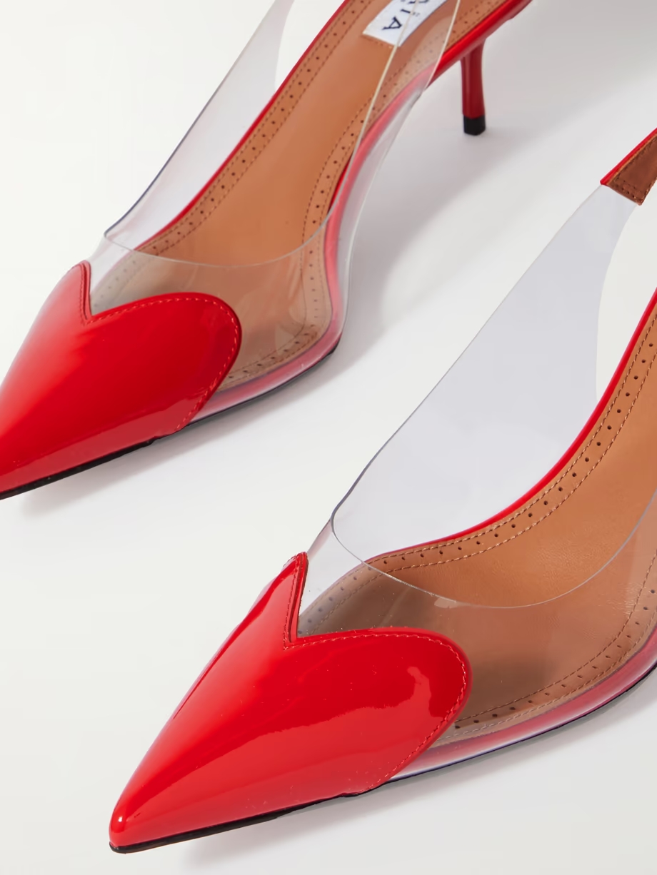 Cœur 55 PU and patent-leather slingback pumps Cœur 55 PU and patent-leather slingback pumps