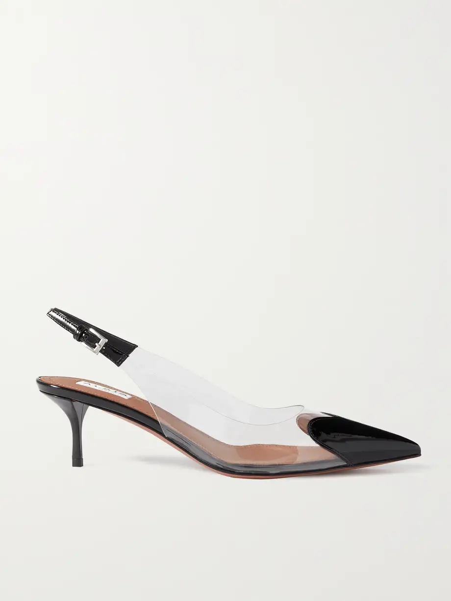 Cœur 55 PU and patent-leather slingback pumps Cœur 55 PU and patent-leather slingback pumps