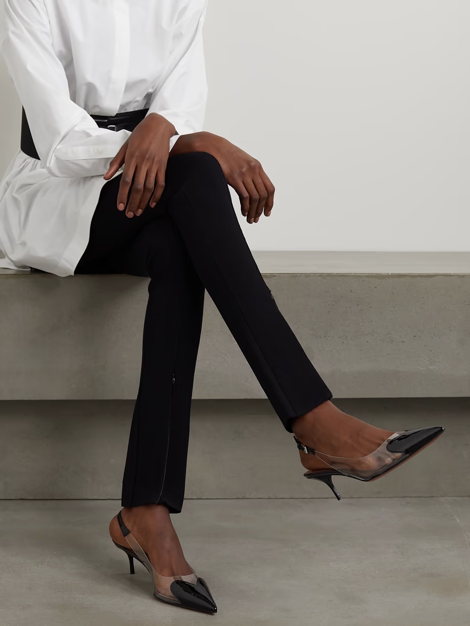 Cœur 55 PU and patent-leather slingback pumps Cœur 55 PU and patent-leather slingback pumps