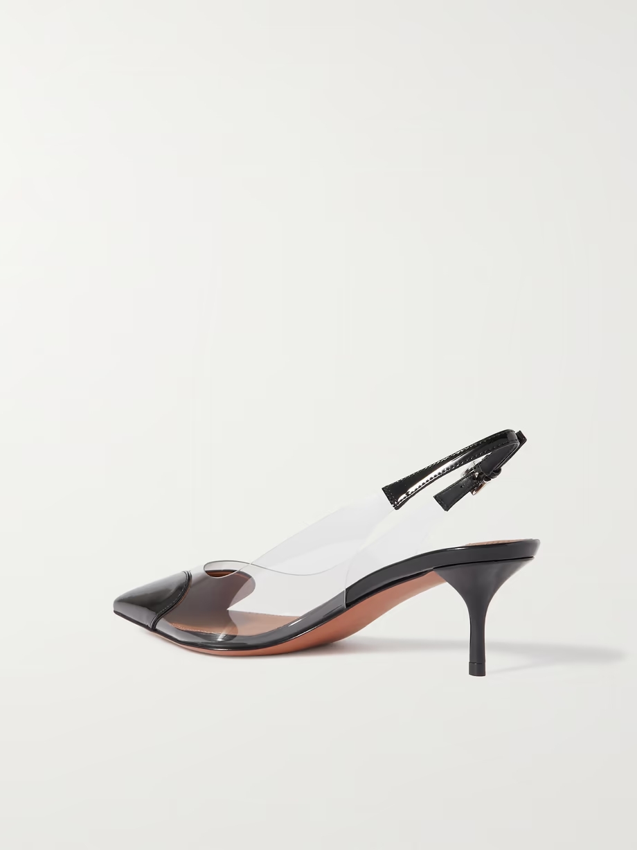 Cœur 55 PU and patent-leather slingback pumps Cœur 55 PU and patent-leather slingback pumps