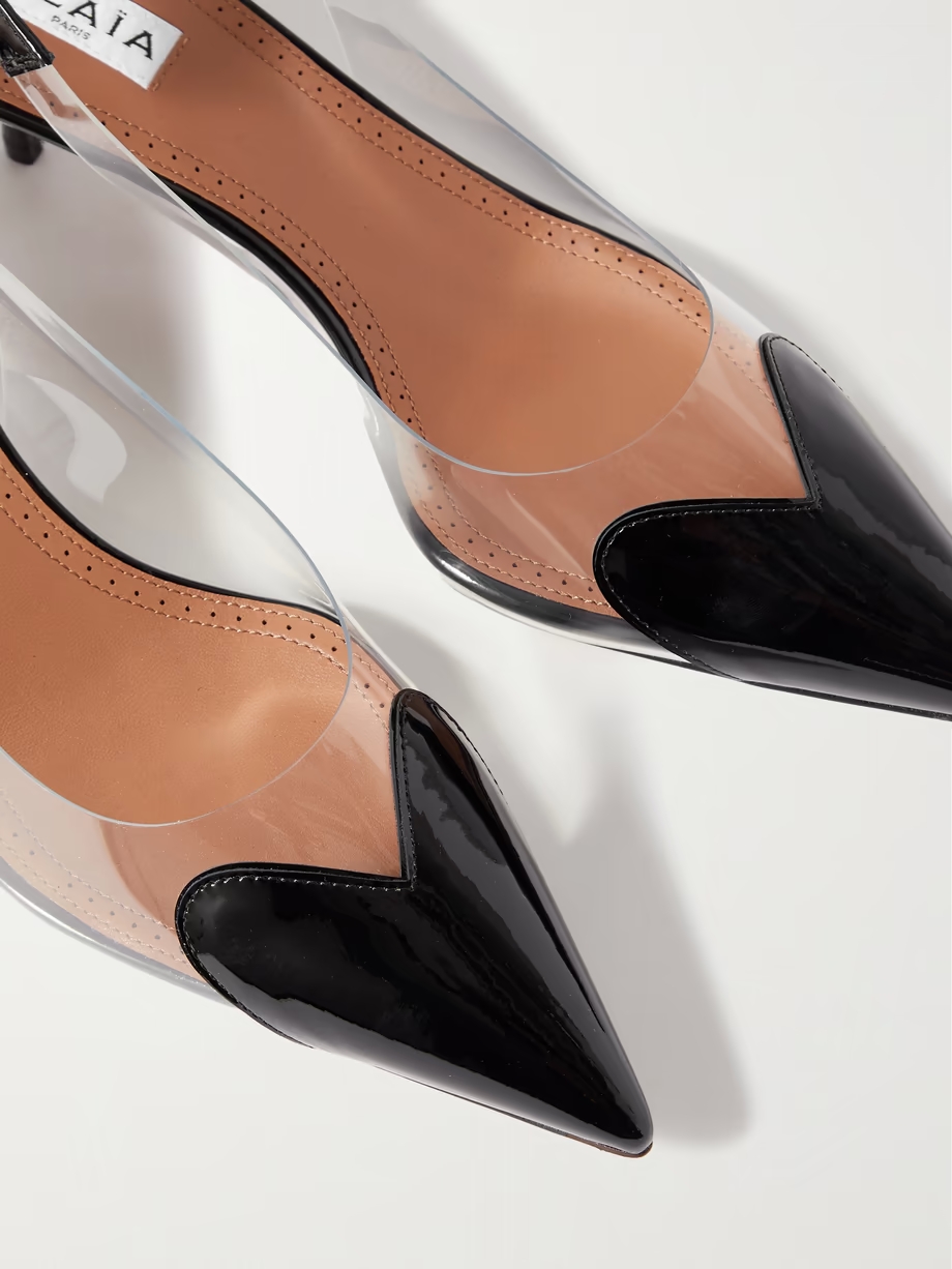 Cœur 55 PU and patent-leather slingback pumps Cœur 55 PU and patent-leather slingback pumps