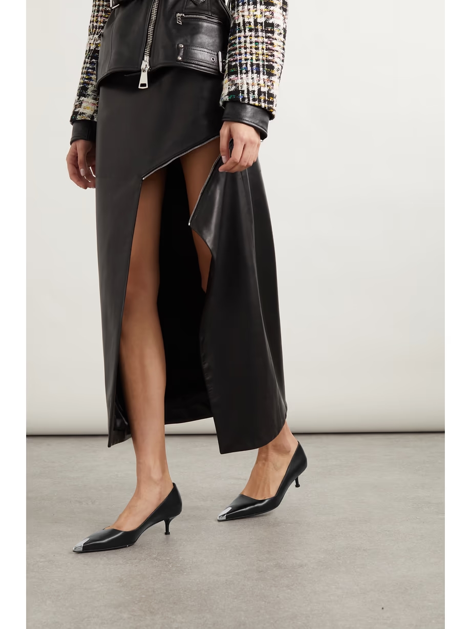 Punk embellished leather pumps Punk embellished leather pumps